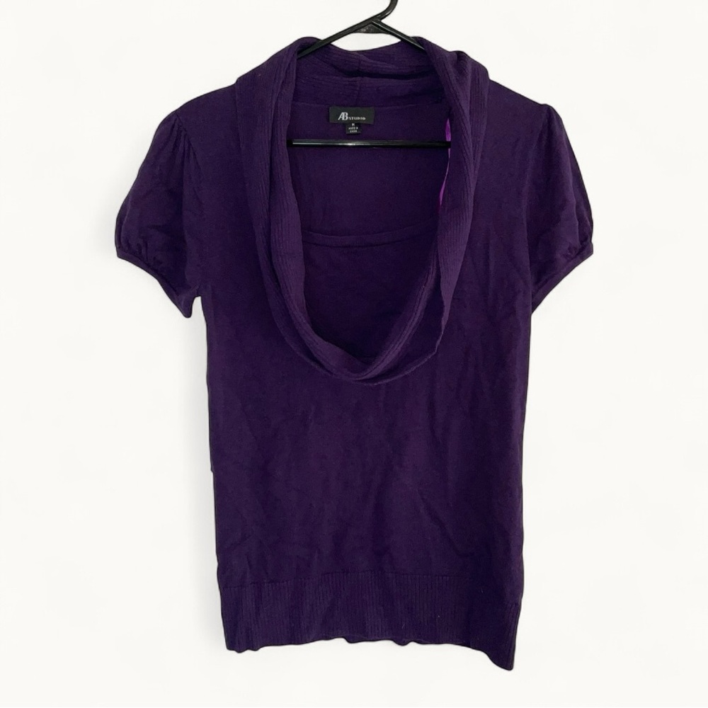 AB Studio Purple Cowl Neck Sweater Top – Women’s Medium - Picture 4 of 6